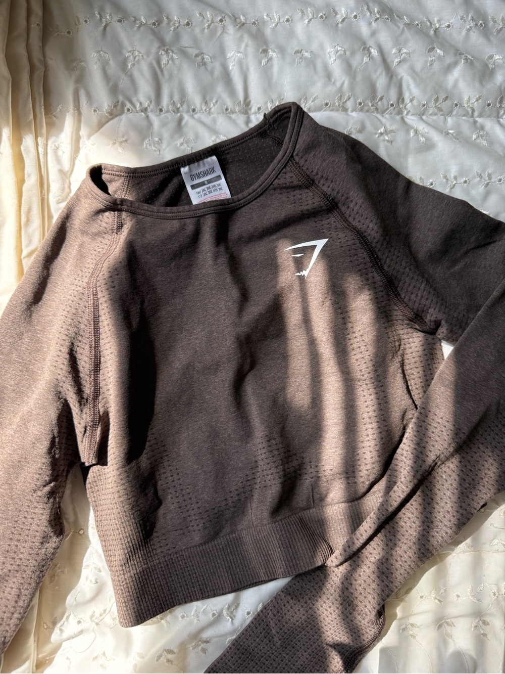 Gymshark Women's Dark Brown Seamless Long Sleeve Crop Top